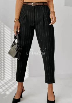 Eleganckie Spodnie W Paski Dalston Czarne