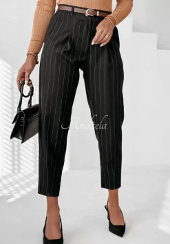 Eleganckie Spodnie W Paski Dalston Czarne