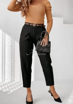 Eleganckie Spodnie W Paski Dalston Czarne