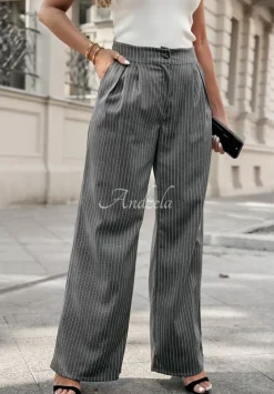 Eleganckie Spodnie Wide Leg W Paski Braylon Szare