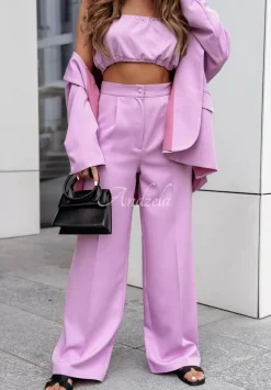 Eleganckie Spodnie Wide Leg Think About Me Liliowe