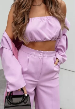 Eleganckie Spodnie Wide Leg Think About Me Liliowe