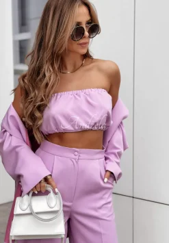 Eleganckie Spodnie Wide Leg Think About Me Liliowe