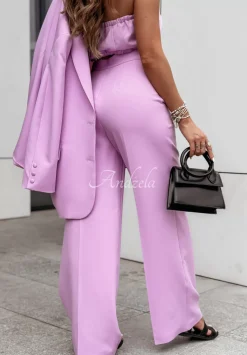 Eleganckie Spodnie Wide Leg Think About Me Liliowe