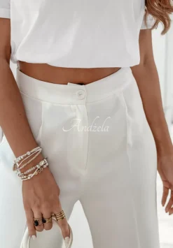 Eleganckie Spodnie Wide Leg Royale Ecru