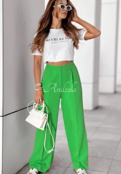 Eleganckie Spodnie Wide Leg Royale Zielone