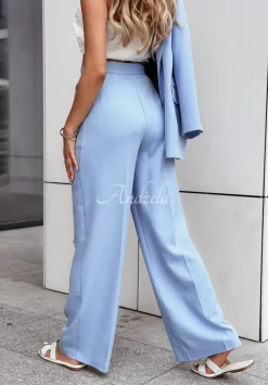 Eleganckie Spodnie Wide Leg Think About Me Blekitne