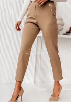 Eleganckie Spodnie Z Ozdobnymi Guzikami Tristan Jasnocamelowe
