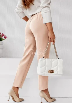 Eleganckie Spodnie Z Ozdobnymi Guzikami Watch Me Bezowe