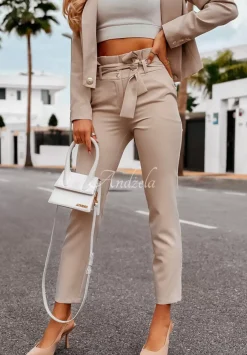Eleganckie Spodnie Z Paskiem I Want It, I Got It Nude