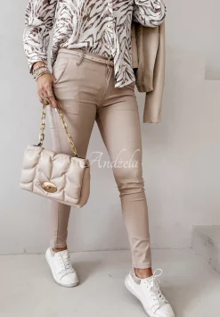 Eleganckie Spodnie Z Paskiem Derril Nude