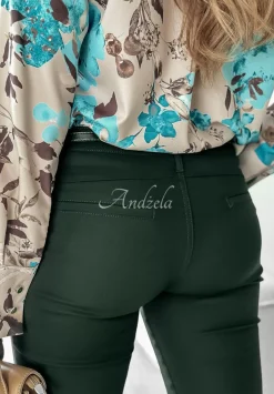 Eleganckie Spodnie Z Paskiem Admire Butelkowa Zielen