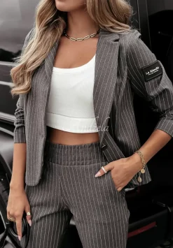 Garnitur Damski W Paski Designer'S Choice Szary