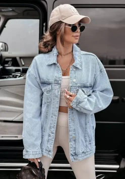 Jeansowa Kurtka Oversize Fashionista Jasnoniebieska