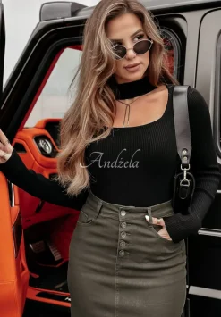 Jeansowa Spodnica Midi Feeling Connection Khaki