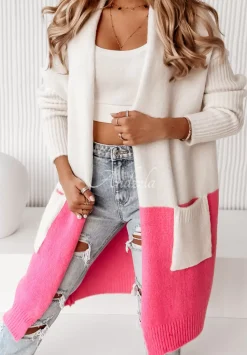 Kardigan Oversize My Favorites Bialo-Rozowy