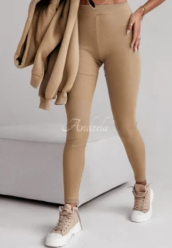 Komplet Dresowy 3In1 Bluza, Legginsy I Top Classic Comfort Camelowy