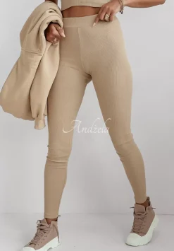 Komplet Dresowy 3In1 Bluza, Legginsy I Top Classic Comfort Bezowy