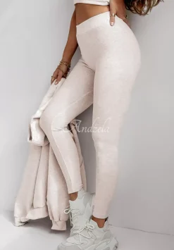 Komplet Dresowy 3In1 Bluza, Legginsy I Top Classic Comfort Bezowy Melanz