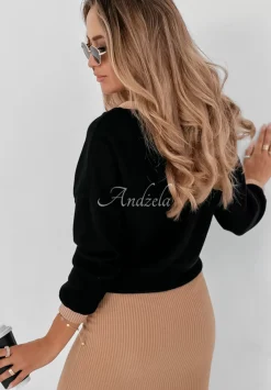 Komplet Prazkowana Sukienka I Sweter Autumn Feelings Camelowy
