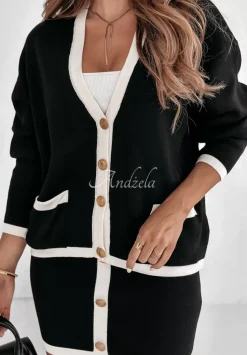 Komplet Spodniczka I Kardigan Glamour Glow Czarno-Bialy