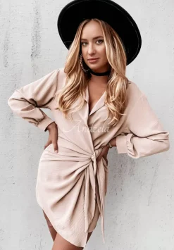 Kopertowa Sukienka Mini Classita Nude