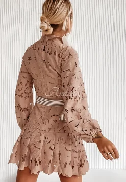 Koronkowa Sukienka Boho Mi Confianza Bezowa
