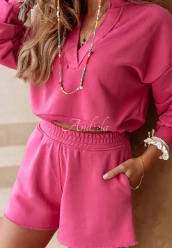 Krotka Bluza Holiday Mood Rozowa