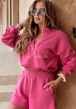 Krotka Bluza Holiday Mood Rozowa