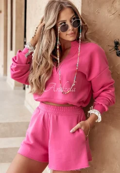 Krotka Bluza Holiday Mood Rozowa