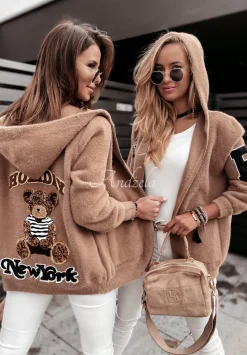 Krotka Kurtka Alpaka Z Kapturem Holiday Camelowa