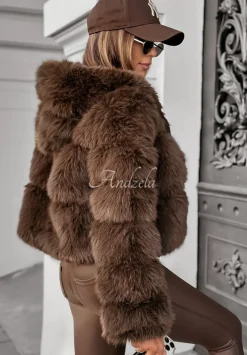 Krotka Kurtka Futerko Beauty Of Winter Czekoladowa