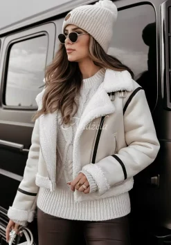 Krotka Kurtka Kozuch Cold Air Jasnobezowa