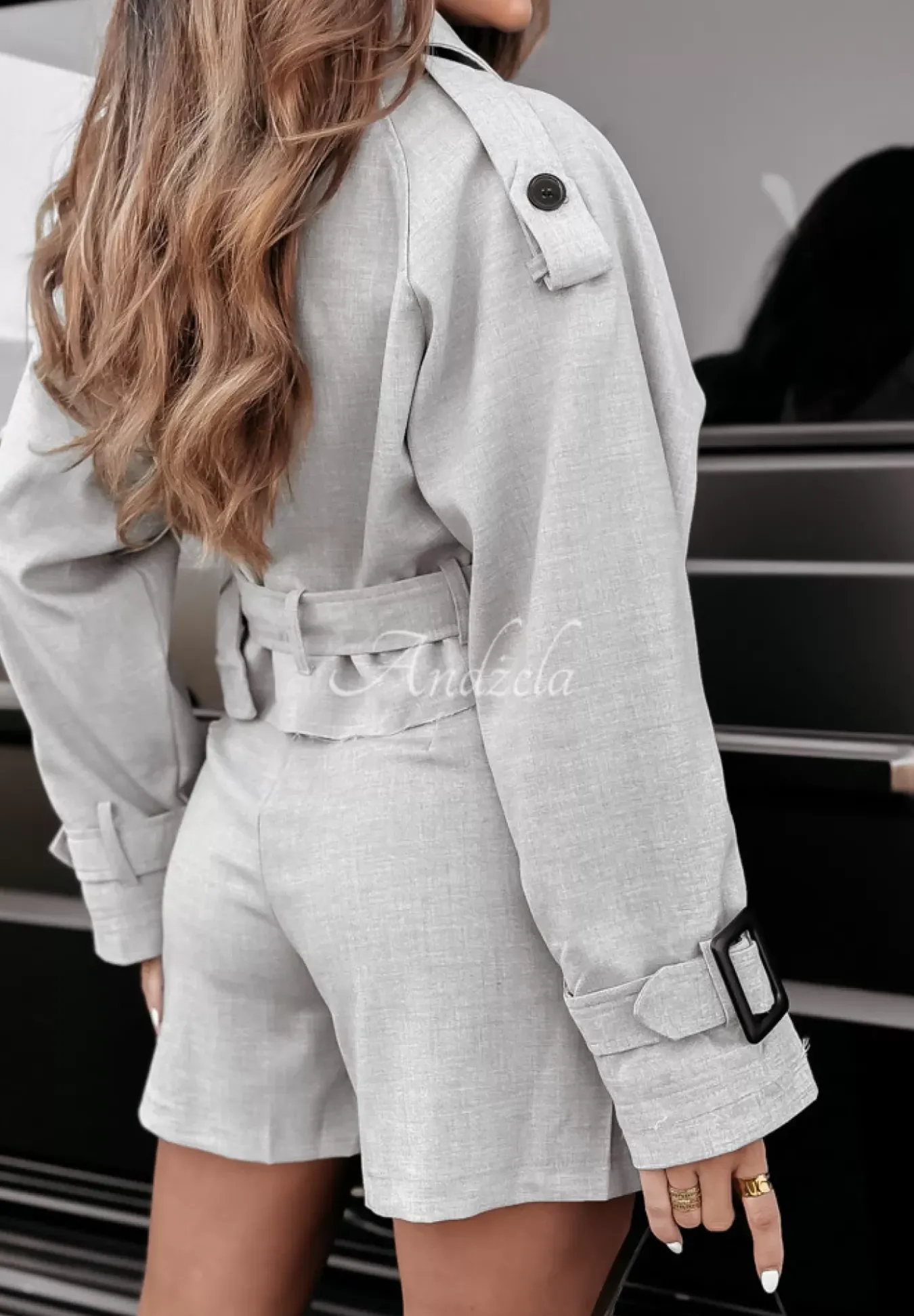 Krotka Marynarka Elite Elegance Jasnoszara