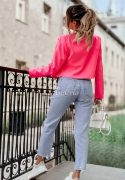 Krotka Marynarka Think About Me Neonowy Rozowy
