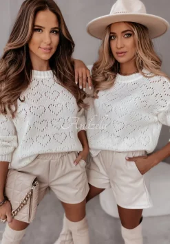 Krotki Azurowy Sweter Loveliness Ecru