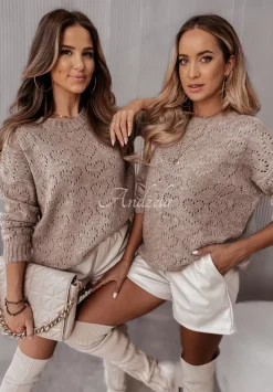 Krotki Azurowy Sweter Loveliness Mokka