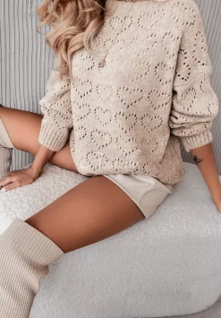 Krotki Azurowy Sweter Loveliness Bezowy