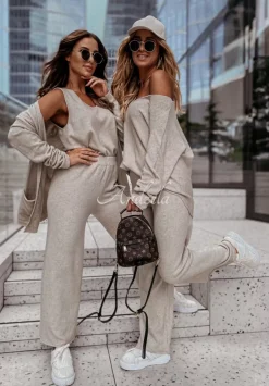 Krotki Dzianinowy Top Desire Bezowy