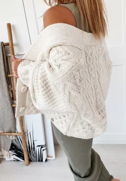 Krotki Kardigan Oversize Cocomore More Ecru