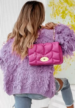 Krotki Kardigan Z Fredzlami Fringe Liliowy