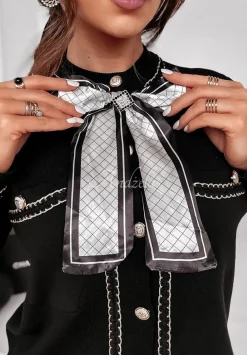 Krotki Kardigan Z Kokardka Girly Bow Czarny