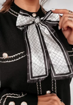 Krotki Kardigan Z Kokardka Girly Bow Czarny