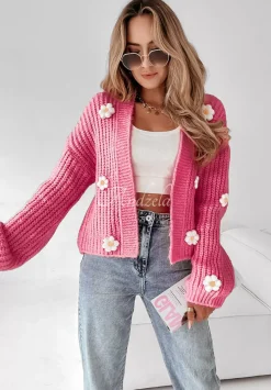 Krotki Kardigan Z Kwiatami Daisy Daydreams Rozowy