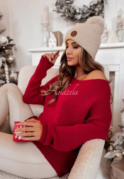 Krotki Sweter Feel Czerwony