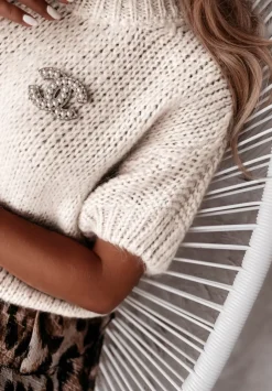 Krotki Sweter Romney Bezowy