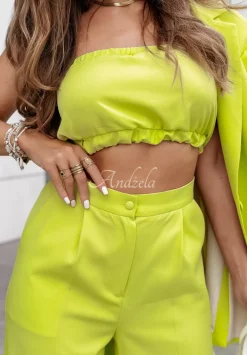 Krotki Top Opaska Bez Ramiaczek Think About Me Limonkowy