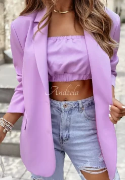 Krotki Top Opaska Bez Ramiaczek Think About Me Liliowy