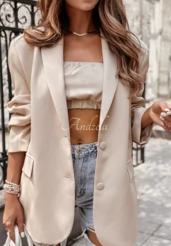 Krotki Top Opaska Bez Ramiaczek Think About Me Bezowy