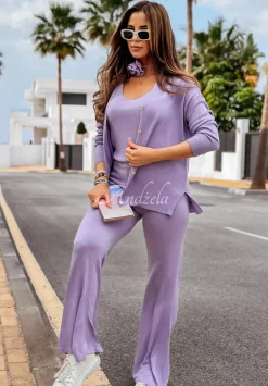 Krotki Zapinany Kardigan Back To Basics Liliowy